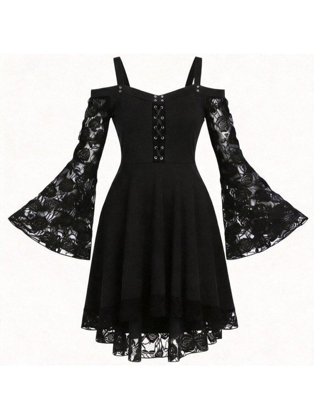 Women’s  Black Dress Lace Off Shoulder Renaissance Dress Party Cosplay